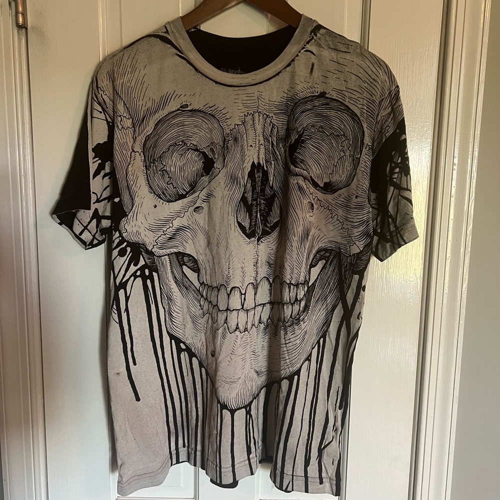 Skull T-Shirt, full front graphic, all black back